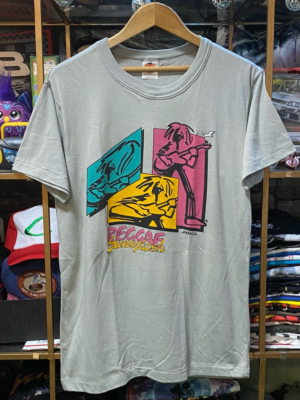 Vintage 80s Reggae Sunsplash Jamaica T Shirt Large Single Stitch Grey Music Tee